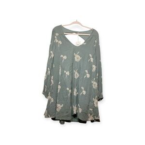 Women’s NWT Free People Emma Embroidered mini dress in misty green, size large
